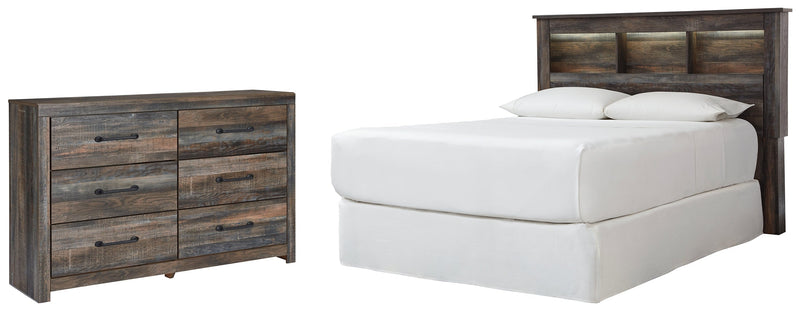 Drystan Queen/Full Bookcase Headboard Bed with Dresser in Multi from Ashley - Lara Furniture