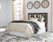 Drystan Queen/Full Bookcase Headboard Bed with Mirrored Dresser and 2 Nightstands in Multi from Ashley - Lara Furniture
