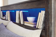 Drystan Queen/Full Bookcase Headboard Bed with Mirrored Dresser in Multi from Ashley - Lara Furniture