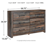 Drystan Queen Panel Headboard Bed with Dresser in Multi from Ashley - Lara Furniture