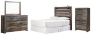Drystan Queen Panel Headboard Bed with Mirrored Dresser and Chest in Multi from Ashley - Lara Furniture