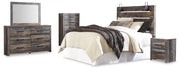 Drystan Queen Panel Headboard Bed with Mirrored Dresser, Chest and Nightstand in Multi from Ashley - Lara Furniture
