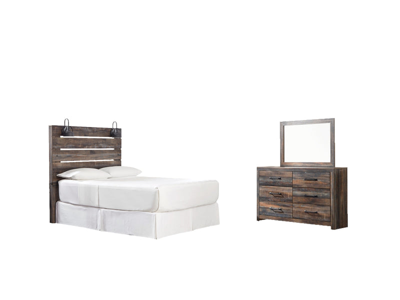 Drystan Queen Panel Headboard Bed with Mirrored Dresser in Multi from Ashley - Lara Furniture