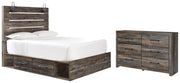Drystan Twin Panel Bed with 2 Storage Drawers with Dresser in Multi from Ashley - Lara Furniture