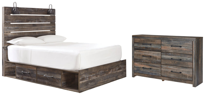 Drystan Twin Panel Bed with 2 Storage Drawers with Dresser in Multi from Ashley - Lara Furniture