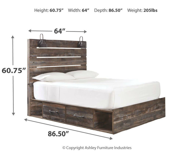 Drystan Twin Panel Bed with 2 Storage Drawers with Mirrored Dresser and Chest in Multi from Ashley - Lara Furniture