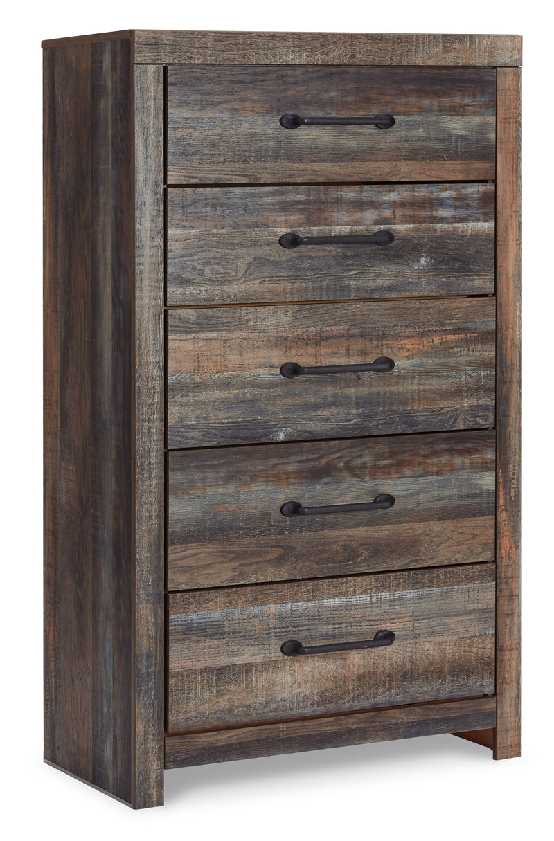 Drystan Twin Panel Bed with 2 Storage Drawers with Mirrored Dresser, Chest and 2 Nightstands in Multi from Ashley - Lara Furniture