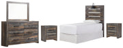 Drystan Twin Panel Headboard Bed with Mirrored Dresser and 2 Nightstands in Multi from Ashley - Lara Furniture