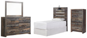 Drystan Twin Panel Headboard Bed with Mirrored Dresser and Chest in Multi from Ashley - Lara Furniture