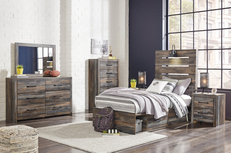 Drystan Twin Panel Headboard Bed with Mirrored Dresser, Chest and Nightstand in Multi from Ashley - Lara Furniture