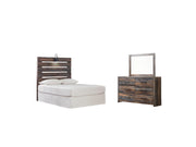 Drystan Twin Panel Headboard Bed with Mirrored Dresser in Multi from Ashley - Lara Furniture