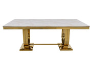 DT2001G 80 X 40 X 30 - GOLD STAINLESS STEEL + MARBLE  DINING TABLE - 210000007926