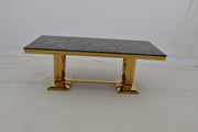 DT2001G 80 X 40 X 30 - GOLD STAINLESS STEEL + MARBLE  DINING TABLE - 210000007926