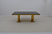 DT2001G 80 X 40 X 30 - GOLD STAINLESS STEEL + MARBLE  DINING TABLE - 210000007926