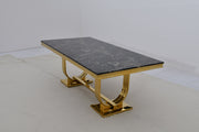 DT2001G 80 X 40 X 30 - GOLD STAINLESS STEEL + MARBLE  DINING TABLE - 210000007926