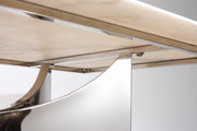 DT2002C - 78 X 39 X 29 - SILVER STAINLESS STEEL + MARBLE  DINING TABLE - 210000007341
