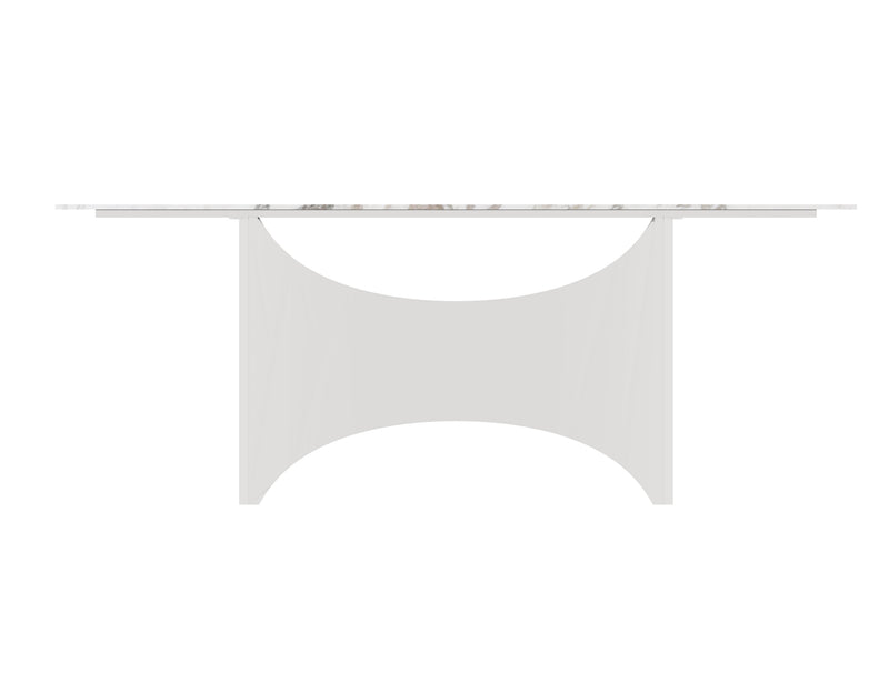 DT2002C - 78 X 39 X 29 - SILVER STAINLESS STEEL + MARBLE  DINING TABLE - 210000007341