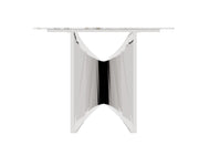 DT2002C - 78 X 39 X 29 - SILVER STAINLESS STEEL + MARBLE  DINING TABLE - 210000007341