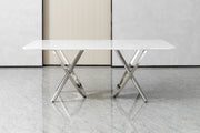 DT2006 80 X 40 X 30 -STAINLESS STEEL + MARBLE  DINING TABLE - 210000007465