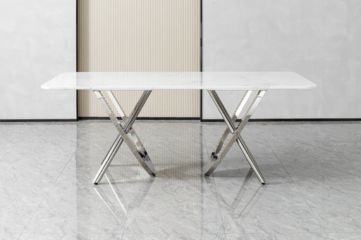 DT2006 80 X 40 X 30 -STAINLESS STEEL + MARBLE  DINING TABLE - 210000007465