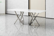 DT2006 80 X 40 X 30 -STAINLESS STEEL + MARBLE  DINING TABLE - 210000007465