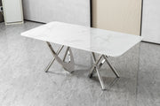 DT2006 80 X 40 X 30 -STAINLESS STEEL + MARBLE  DINING TABLE - 210000007465