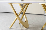 DT2007 80 X 40 X 30 - GOLD STAINLESS STEEL + MARBLE  DINING TABLE - 210000007924