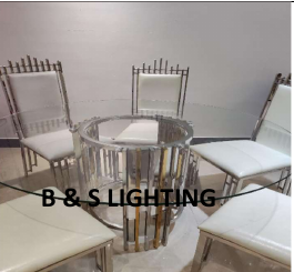 DT2011G  51 X 27 GOLD STAINLESS STEEL + GLASS ROUND DINING TABLE - 210000007387