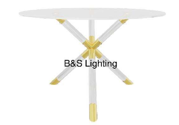 DT3001G  51 X 29 GOLD ACRYLIC + STAINLESS STEEL + GLASS ROUND DINING TABLE - 210000007369