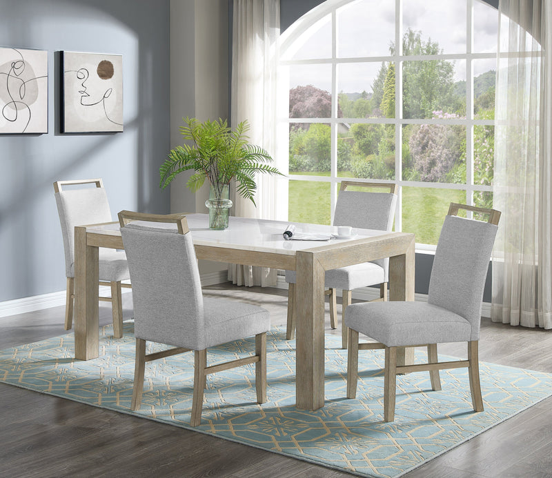 Dune Light Gray Genuine Marble Dining Set - Lara FurnitureDining Room Set