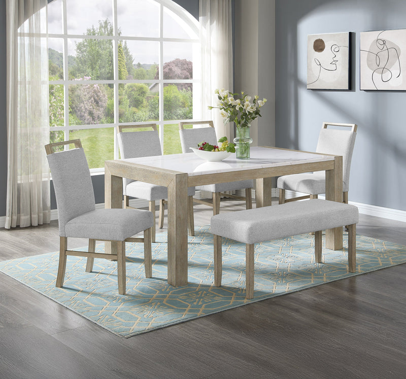 Dune Light Gray Genuine Marble Dining Set - Lara FurnitureDining Room Set