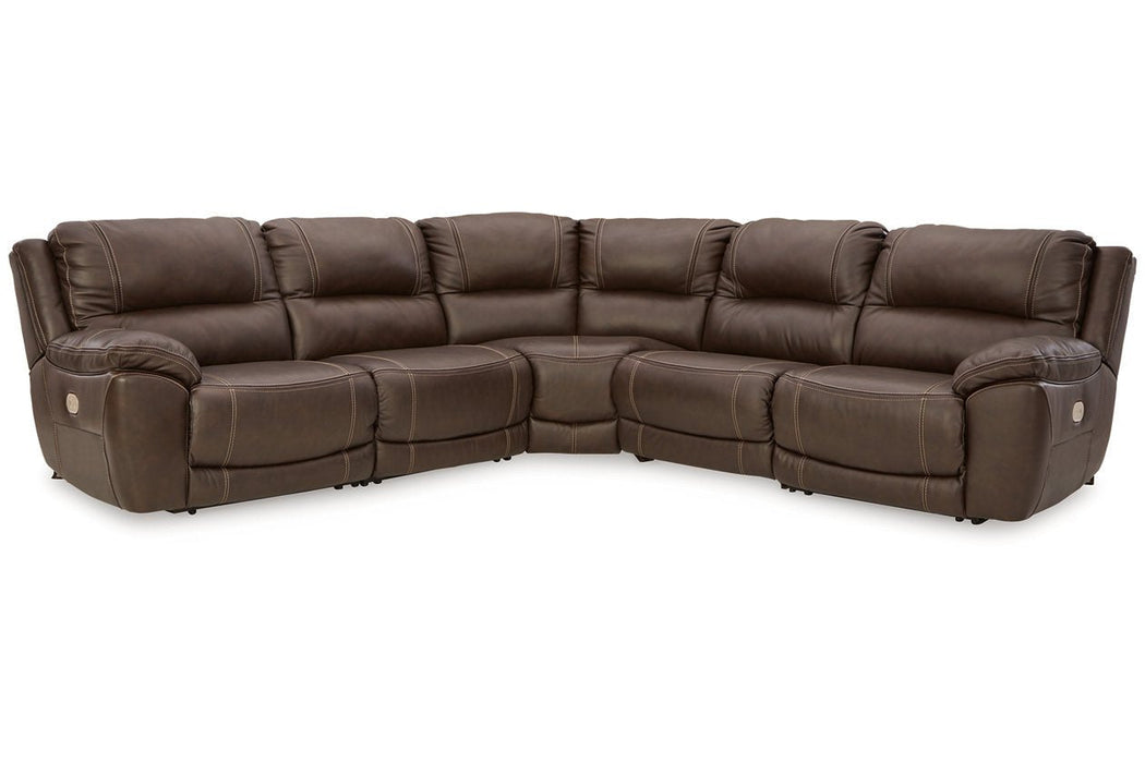 Dunleith Chocolate 5 - Piece Power Reclining Sectional - Gate FurniturePower Reclining Sectional