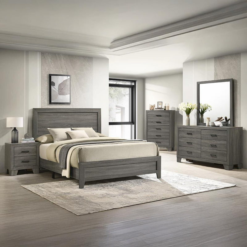Durham - Gray Panel Twin Bed, Dresser, Mirror, Chest, Nightstand - B373-TDMCN