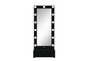 Ella Black Narrow Tall Mirror With Drawer And Speaker - ELLA-BLACK-NARROW TALL MR W/ DWR & SPEAKER