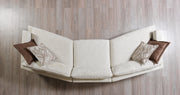 Dylan Ivory Linen 3 - Piece Curved 126" Sectional with Ottoman - Lara FurnitureSectional