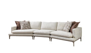 Dylan Ivory Linen 3 - Piece Curved 126" Sectional with Ottoman - Lara FurnitureSectional