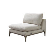 Dylan Ivory Linen 3 - Piece Curved 126" Sectional with Ottoman - Lara FurnitureSectional