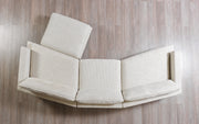 Dylan Ivory Linen 3 - Piece Curved 126" Sectional with Ottoman - Lara FurnitureSectional