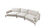 Dylan Ivory Linen 3 - Piece Curved 126" Sectional with Ottoman - Lara FurnitureSectional