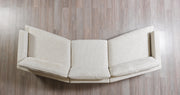 Dylan Ivory Linen 3 - Piece Curved 126" Sectional with Ottoman - Lara FurnitureSectional