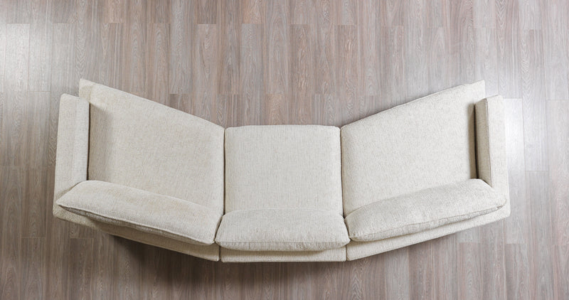 Dylan Ivory Linen 3 - Piece Curved 126" Sectional with Ottoman - Lara FurnitureSectional