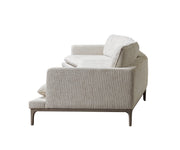 Dylan Ivory Linen 3 - Piece Curved 126" Sectional with Ottoman - Lara FurnitureSectional