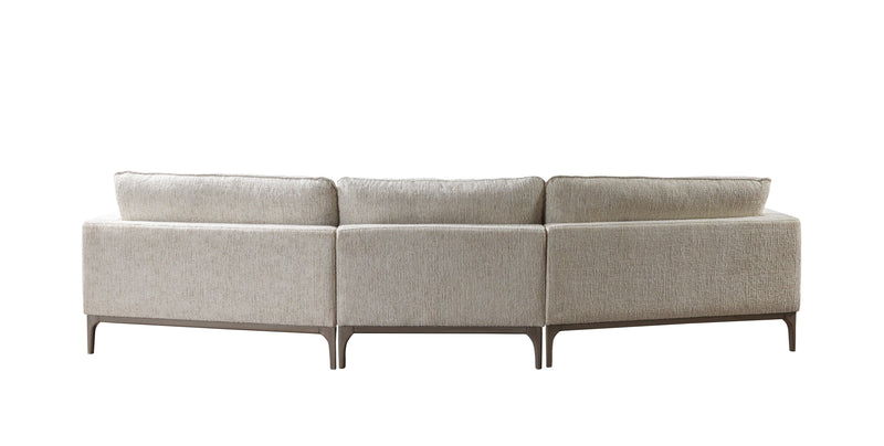 Dylan Ivory Linen 3 - Piece Curved 126" Sectional with Ottoman - Lara FurnitureSectional