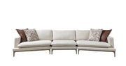 Dylan Ivory Linen 3 - Piece Curved 126" Sectional with Ottoman - Lara FurnitureSectional