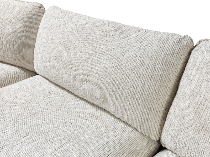 Dylan Ivory Linen 3 - Piece Curved 126" Sectional with Ottoman - Lara FurnitureSectional