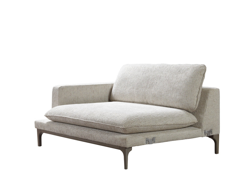 Dylan Ivory Linen 3 - Piece Curved 126" Sectional with Ottoman - Lara FurnitureSectional