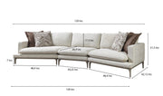 Dylan Ivory Linen 3 - Piece Curved 126" Sectional with Ottoman - Lara FurnitureSectional