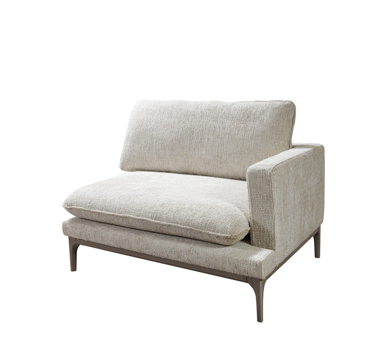 Dylan Ivory Linen 3 - Piece Curved 126" Sectional with Ottoman - Lara FurnitureSectional