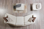 Dylan Ivory Linen 3 - Piece Curved 126" Sectional with Ottoman - Lara FurnitureSectional