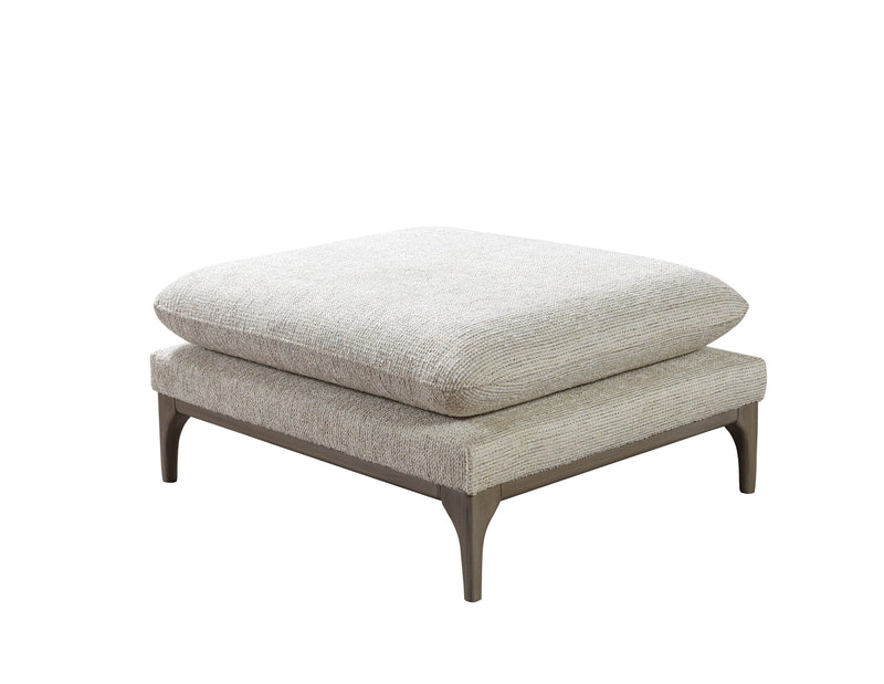 Dylan Ivory Linen 3 - Piece Curved 126" Sectional with Ottoman - Lara FurnitureSectional